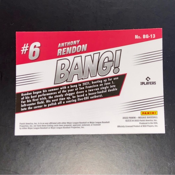 Anthony Rendon - BANG! Holo Prizm 2022 Panini Mosaic Baseball #BG-13 - Picture 2 of 2